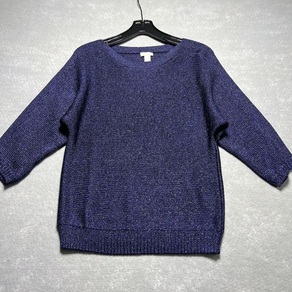 Chico's Purple Sparkle Crew Neck Knit Sweater Women’s Size: XL - Picture 1 of 8